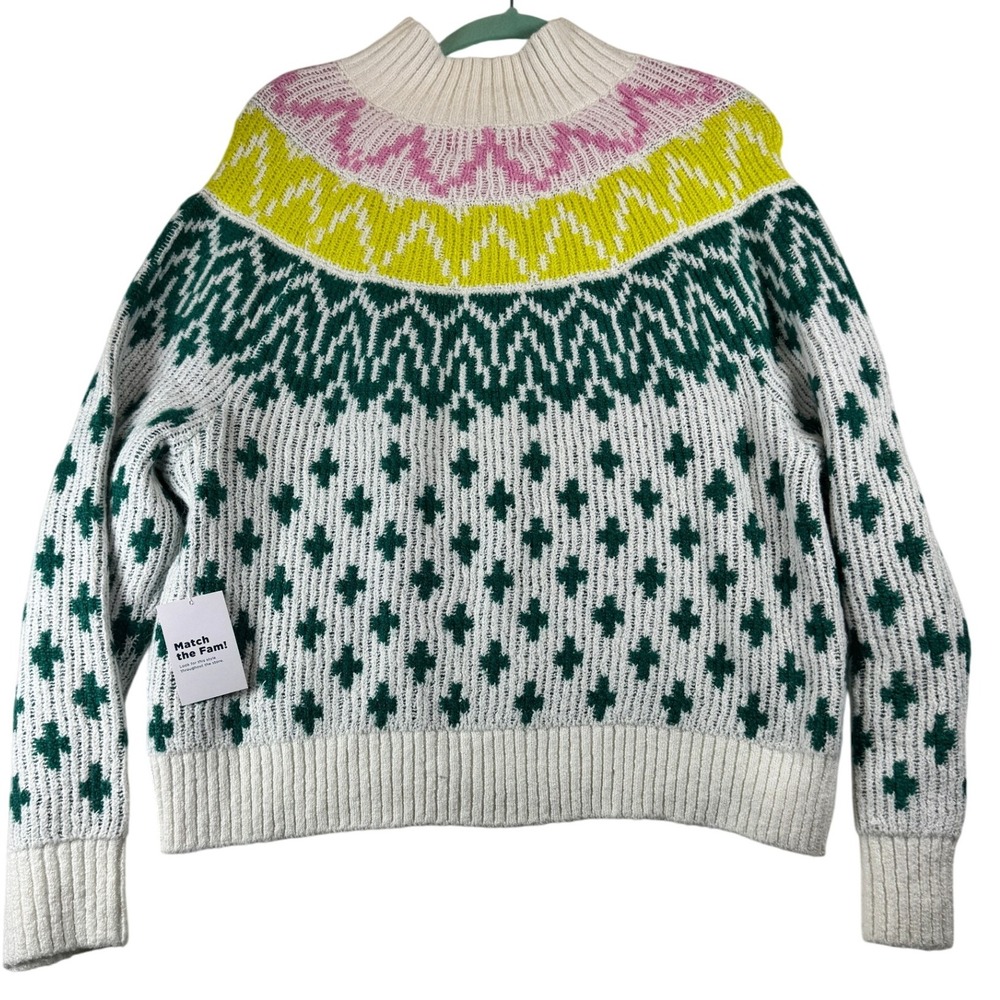 Old Navy Womens Medium Fair Isle Mock Neck Pullover‎ Sweater Knit NWT  colorful